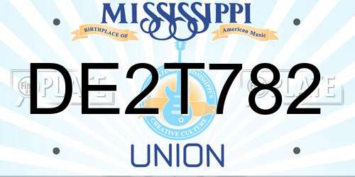DE2T782 Mississippi License Plate