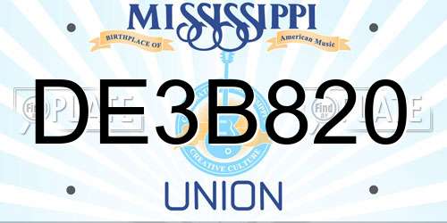 DE3B820 Mississippi License Plate