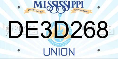 DE3D268 Mississippi License Plate