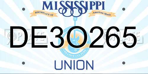 DE3O265 Mississippi License Plate