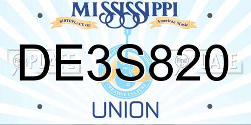 DE3S820 Mississippi License Plate