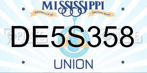 DE5S358 Mississippi License Plate