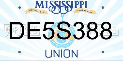 DE5S388 Mississippi License Plate