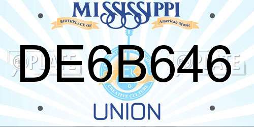 DE6B646 Mississippi License Plate