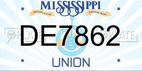 DE7862 Mississippi License Plate