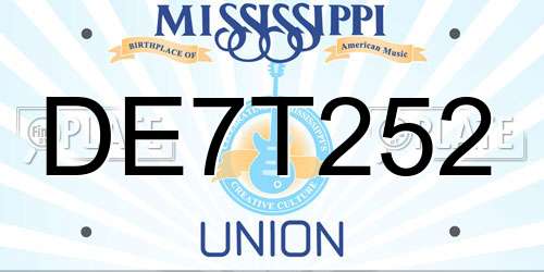 DE7T252 Mississippi License Plate