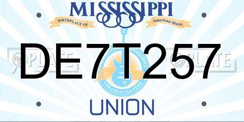 DE7T257 Mississippi License Plate