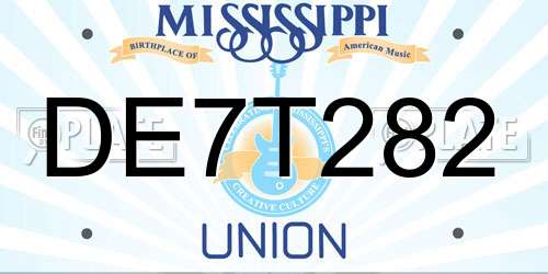 DE7T282 Mississippi License Plate