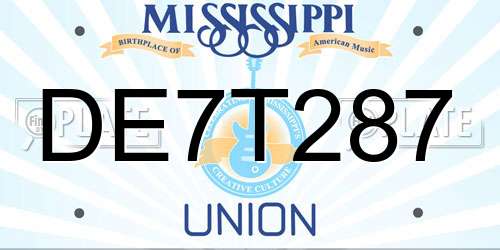 DE7T287 Mississippi License Plate
