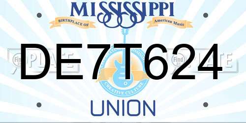 DE7T624 Mississippi License Plate