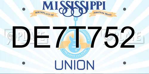 DE7T752 Mississippi License Plate