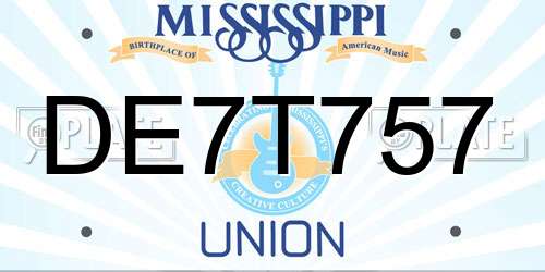 DE7T757 Mississippi License Plate