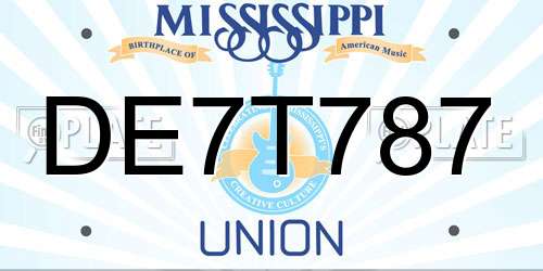 DE7T787 Mississippi License Plate