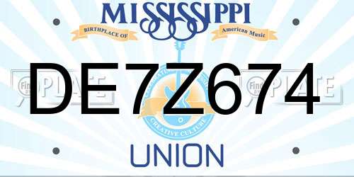 DE7Z674 Mississippi License Plate