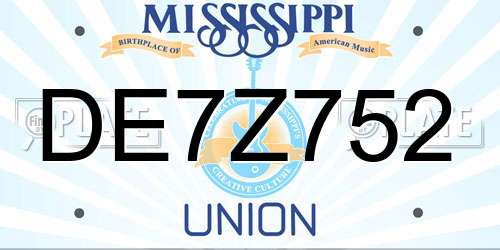 DE7Z752 Mississippi License Plate