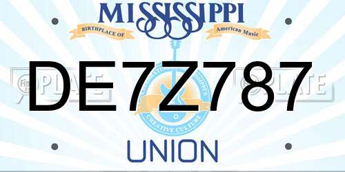 DE7Z787 Mississippi License Plate