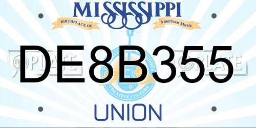 DE8B355 Mississippi License Plate