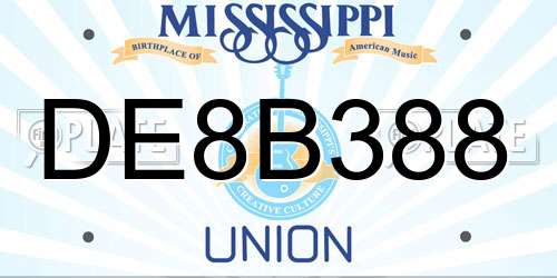 DE8B388 Mississippi License Plate