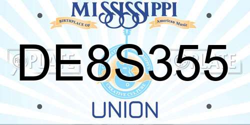 DE8S355 Mississippi License Plate