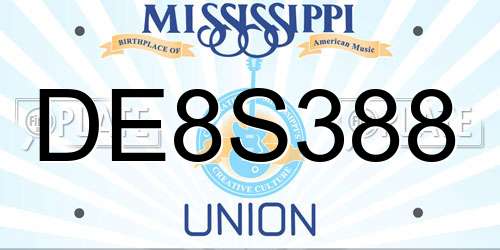 DE8S388 Mississippi License Plate