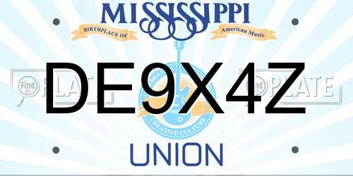DE9X4Z Mississippi License Plate