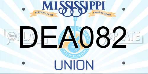 DEA082 Mississippi License Plate