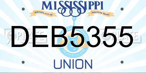 DEB5355 Mississippi License Plate