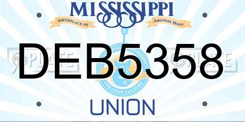 DEB5358 Mississippi License Plate