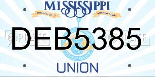 DEB5385 Mississippi License Plate