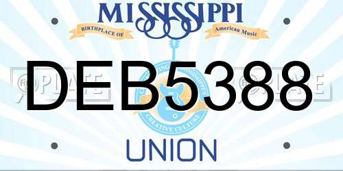 DEB5388 Mississippi License Plate