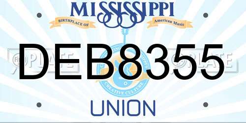 DEB8355 Mississippi License Plate