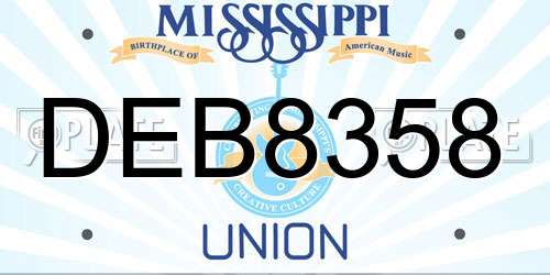DEB8358 Mississippi License Plate