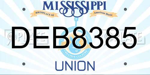 DEB8385 Mississippi License Plate