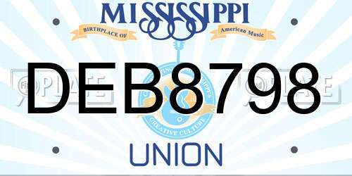 DEB8798 Mississippi License Plate