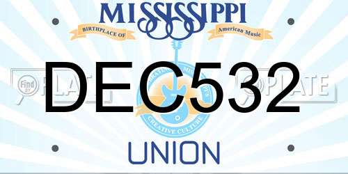 DEC532 Mississippi License Plate