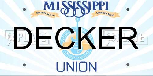 DECKER Mississippi License Plate