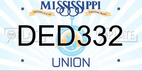 DED332 Mississippi License Plate