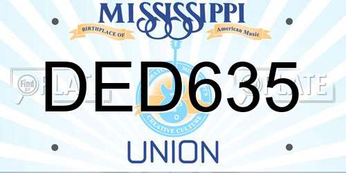 DED635 Mississippi License Plate