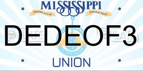 DEDEOF3 Mississippi License Plate
