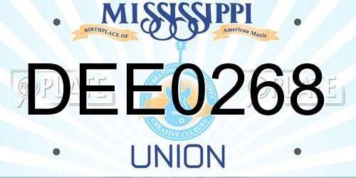 DEE0268 Mississippi License Plate