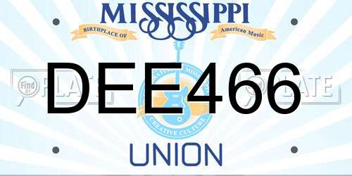 DEE466 Mississippi License Plate