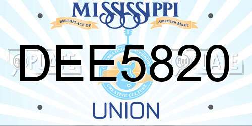 DEE5820 Mississippi License Plate