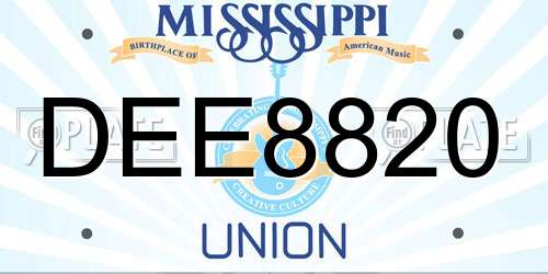 DEE8820 Mississippi License Plate