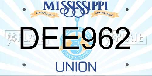 DEE962 Mississippi License Plate
