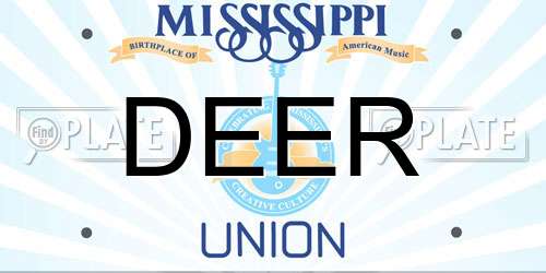 DEER Mississippi License Plate