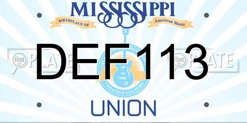 DEF113 Mississippi License Plate