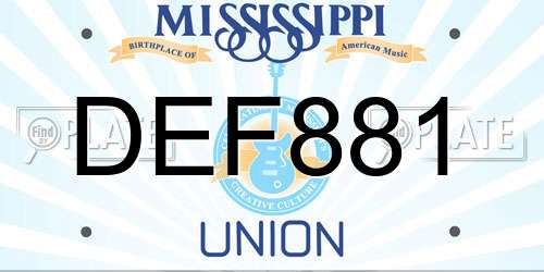 DEF881 Mississippi License Plate