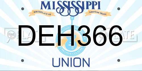 DEH366 Mississippi License Plate