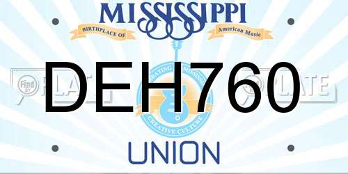DEH760 Mississippi License Plate
