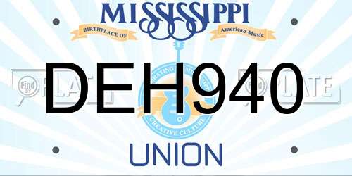 DEH940 Mississippi License Plate